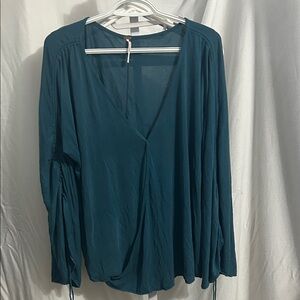 Teal Women's V-Neck Blouse